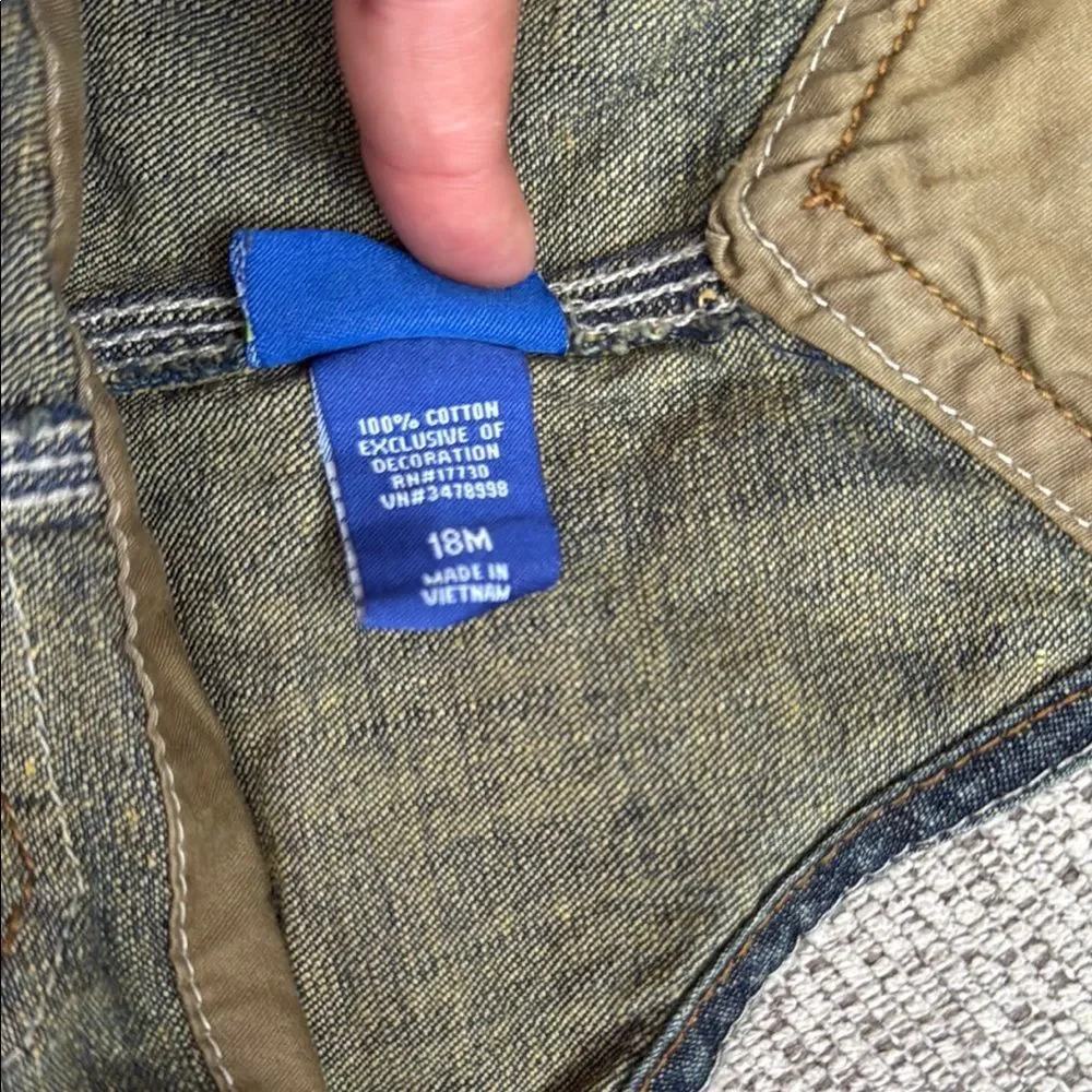 Toddler Boy Oshkosh Genuine Kids Jean Denim Rustic Wash Overalls Size 18 Months